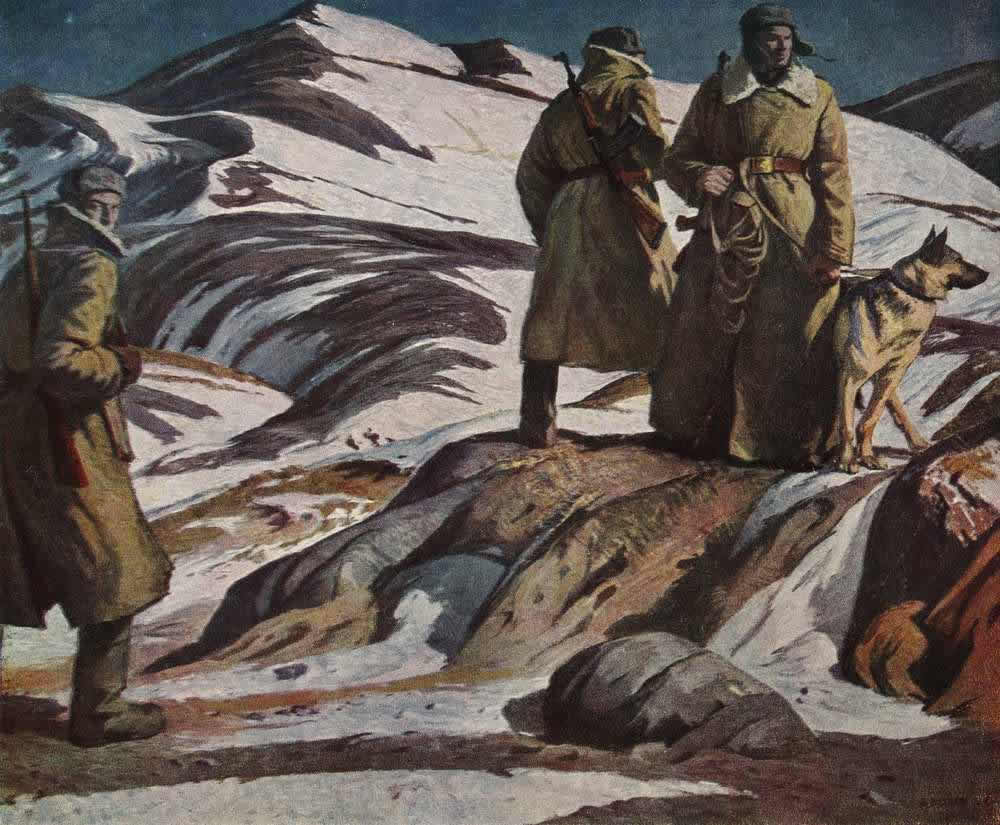 Пограничники - художник Б. Окороков (1962)