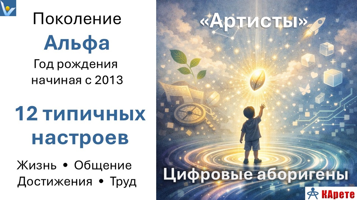 Поколение Альфа: "Артисты" - 12 типичгых настроев: отношение к  жизни,  общению,  достижениям, труду