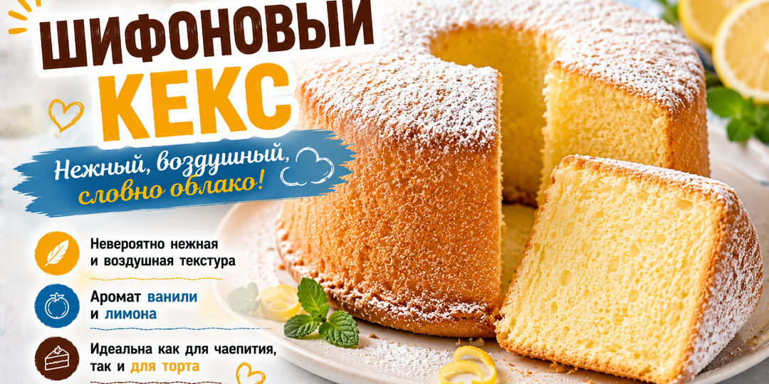 ☁️ Шифоновый кекс. Воздушный, нежный и настолько мягкий, будто действительно сделан из облака