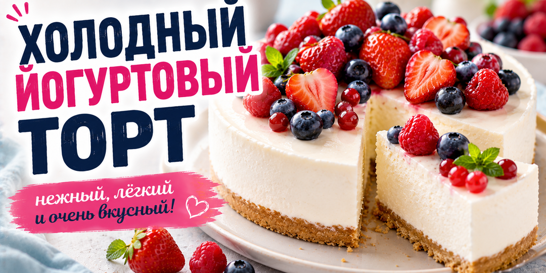 🍓 Холодный йогуртовый торт. Нежный летний десерт без духовки, который получается с первого раза