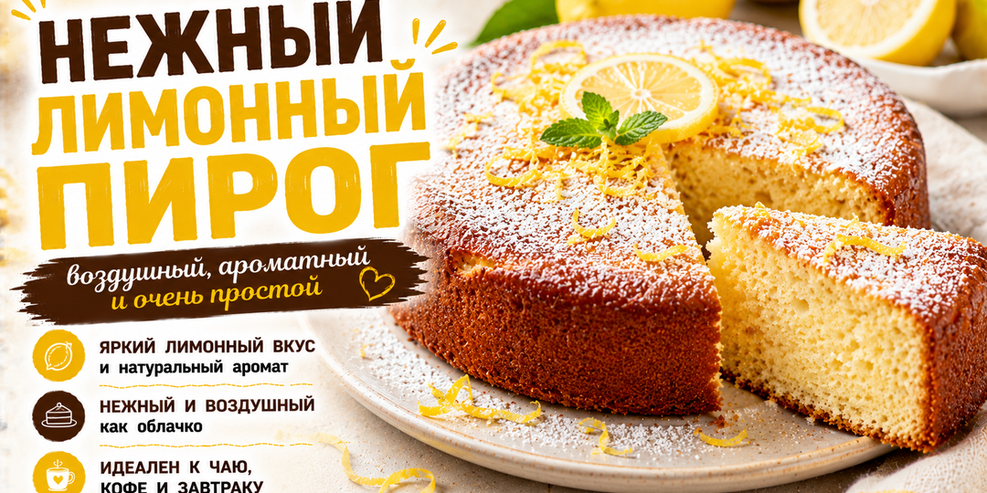 🍋 Нежный лимонный пирог. Воздушный, ароматный и очень уютный домашний десерт к чаю и кофе