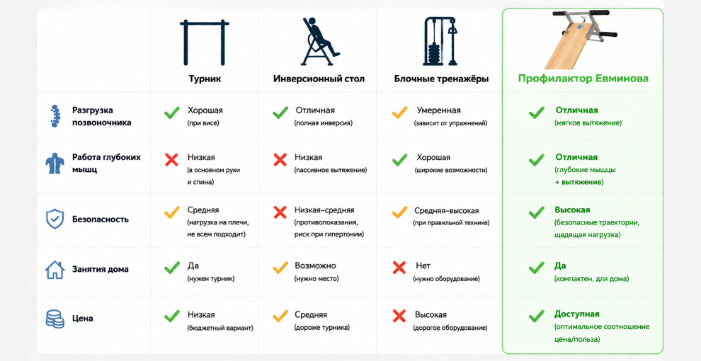 Сравнение основных типов тренажёров для позвоночника