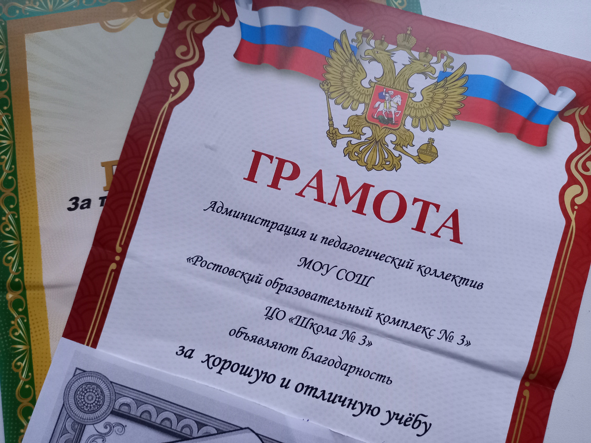 Все же "хорошист". Грамота это подтверждает. Фото автора.