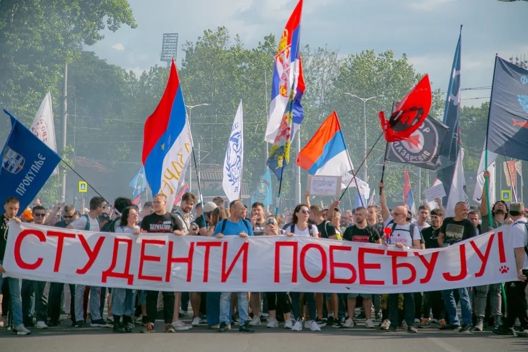 Протест 23 мая 2026. Белград. Фото из аккаунта Факультета Лесного хозяйства Белградского Университета.