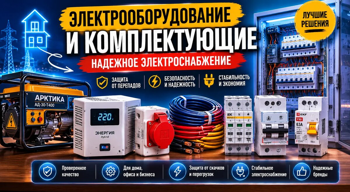 Надёжное электрооборудование помогает защитить технику от скачков напряжения, перегрузок и перебоев электроснабжения.