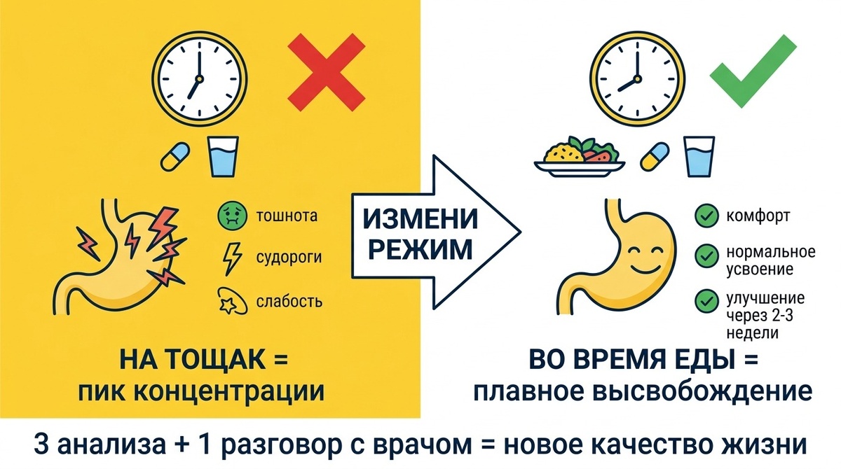 метформин и натощак - это не просто "не очень удобно для желудка"