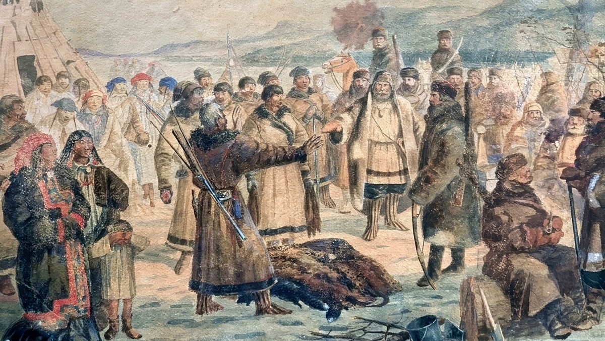 Сбор ясака казаками. Неизвестный художник XIX века