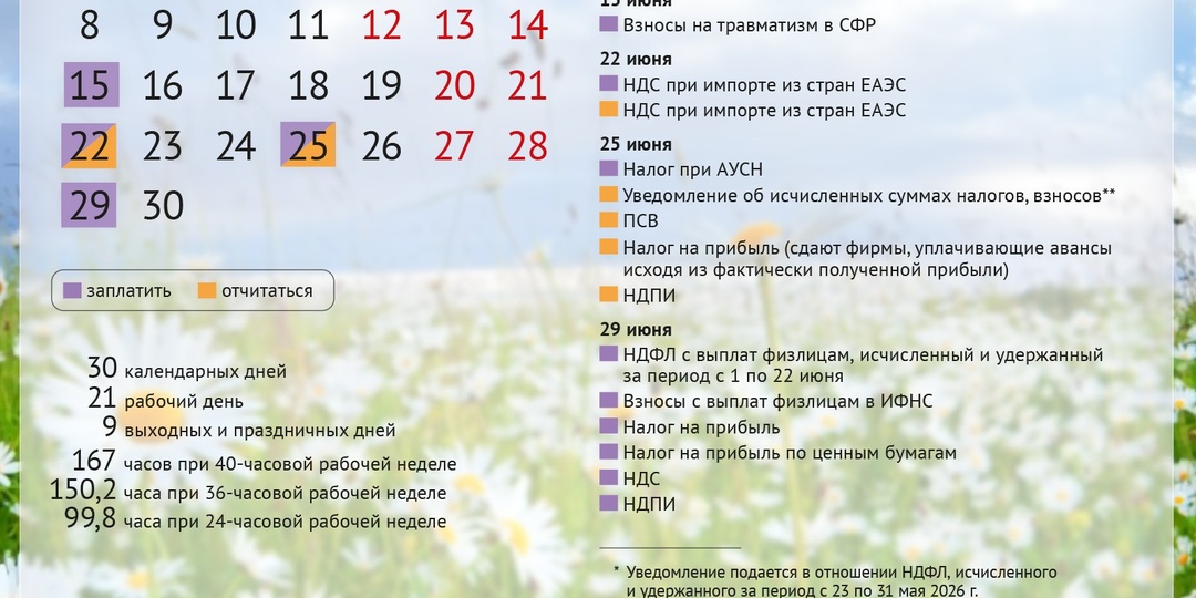 🌼 Скачайте календарь на ИЮНЬ 2026