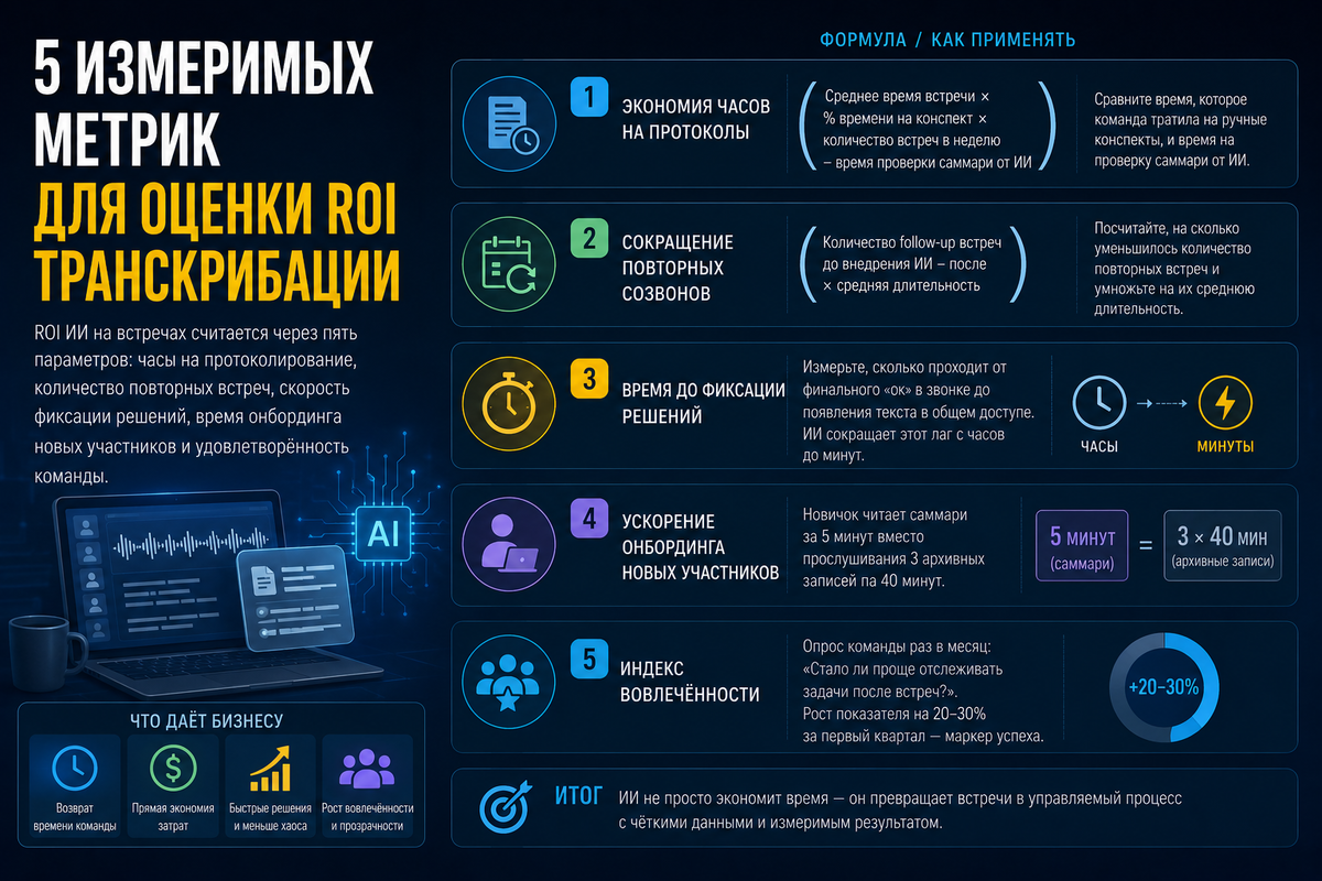 5 измеримых метрик для оценки ROI транскрибации