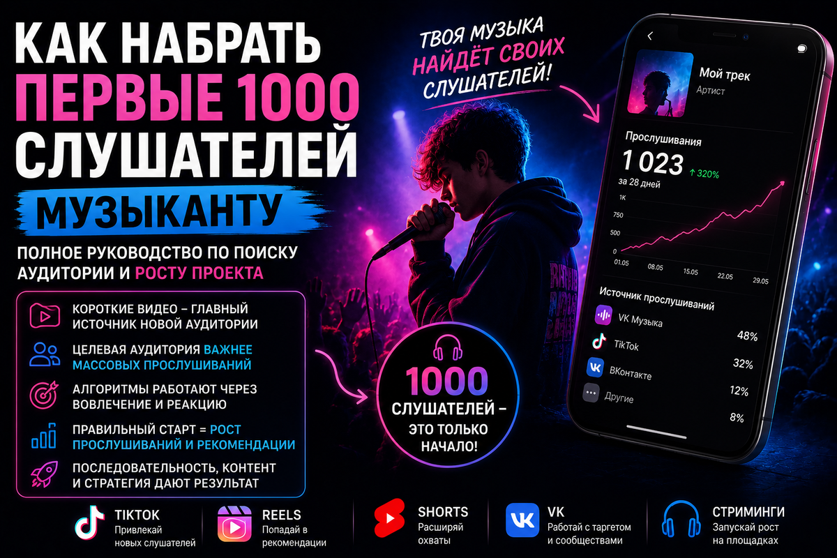 Как набрать первые 1000 слушателей музыканту в 2026 году
