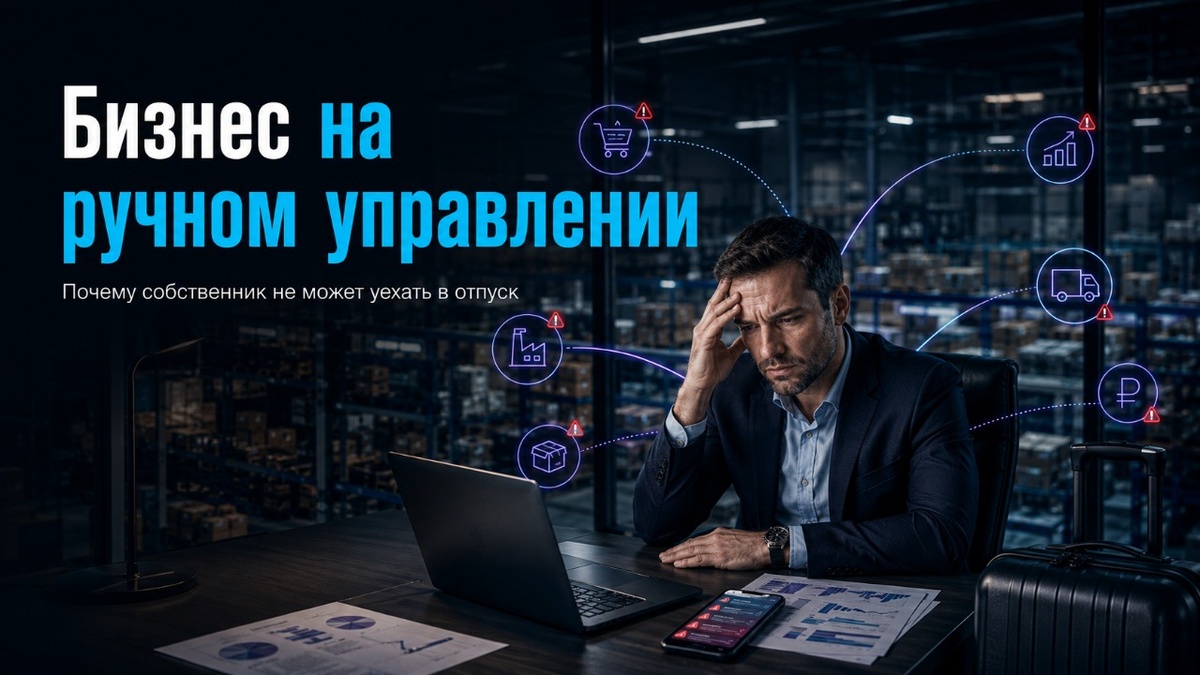 Если собственник не может отключить телефон даже на один день, проблема не в сотрудниках. Скорее всего, бизнес держится не на системе, а на ручном управлении. Разбираем, почему это опасно и как перейти к нормальной управляемости.