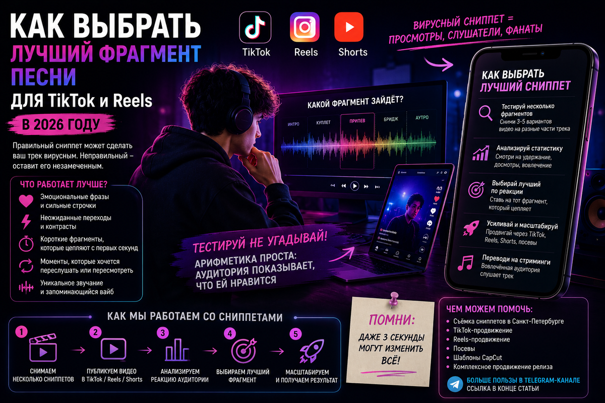 Как выбрать лучший фрагмент песни для TikTok и Reels в 2026 году
