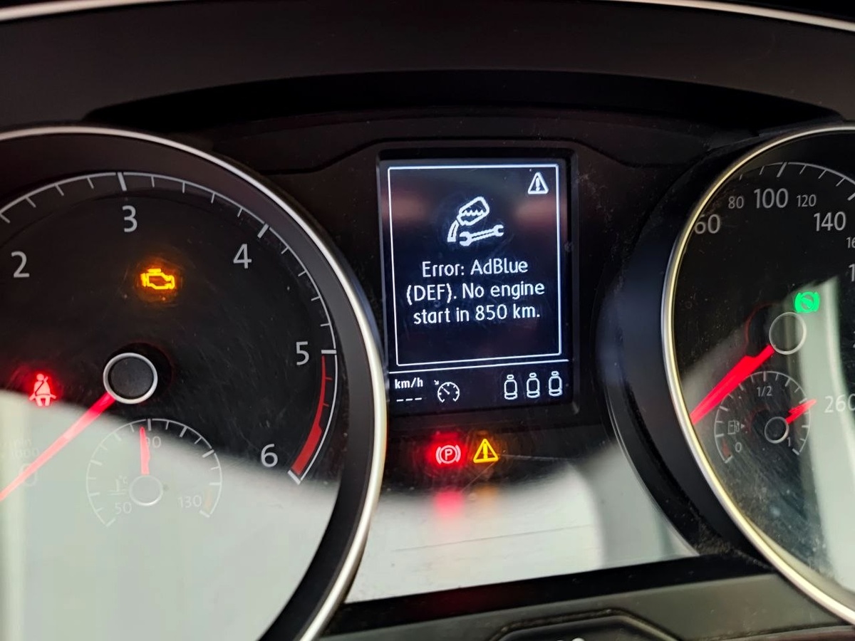 Error: AdBlue (DEF). No engine start in 850km — Volkswagen Passat B8 2019 2.0d 150hp