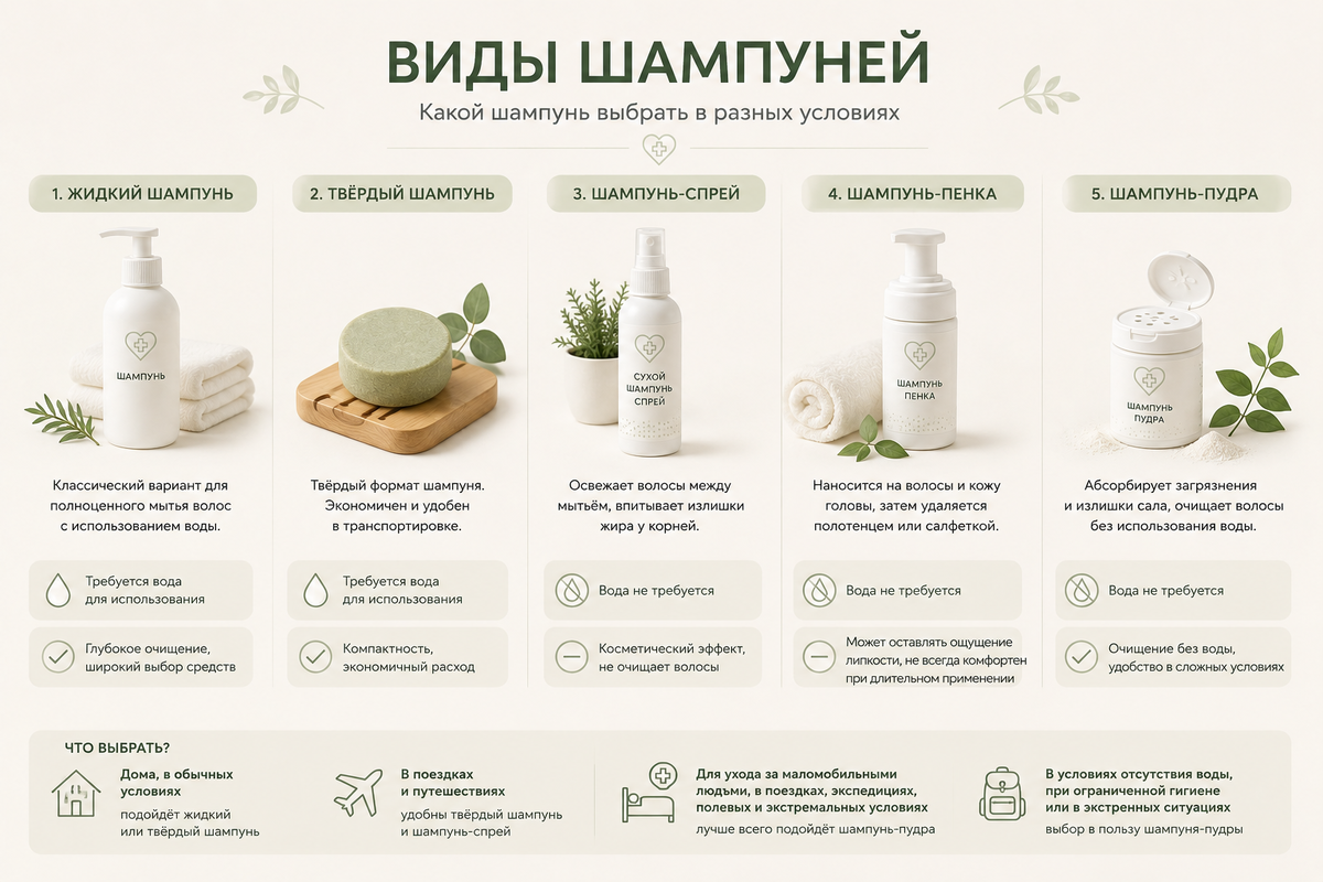 виды шампуней
