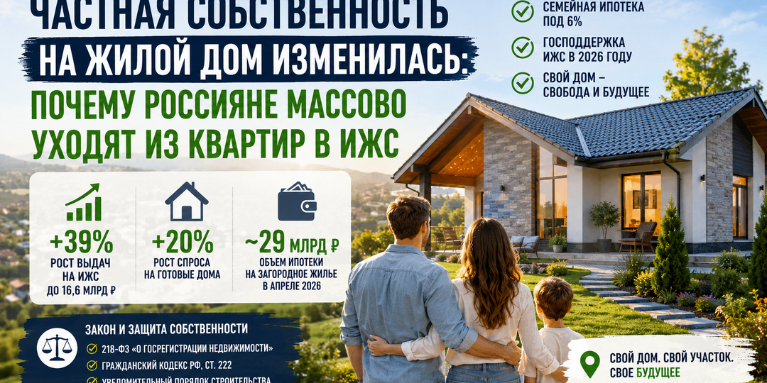 Частная собственность на жилой дом изменилась: почему россияне массово уходят из квартир в ИЖС