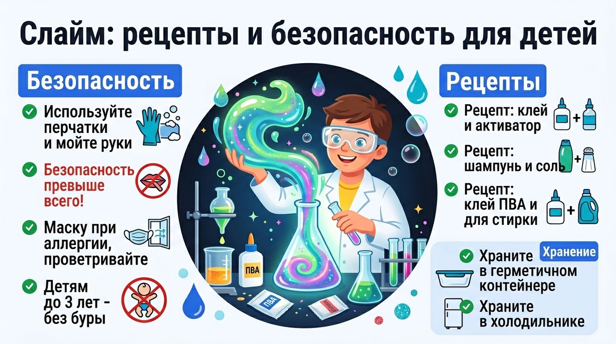 Слайм: рецепты и безопасность для детей  📷
