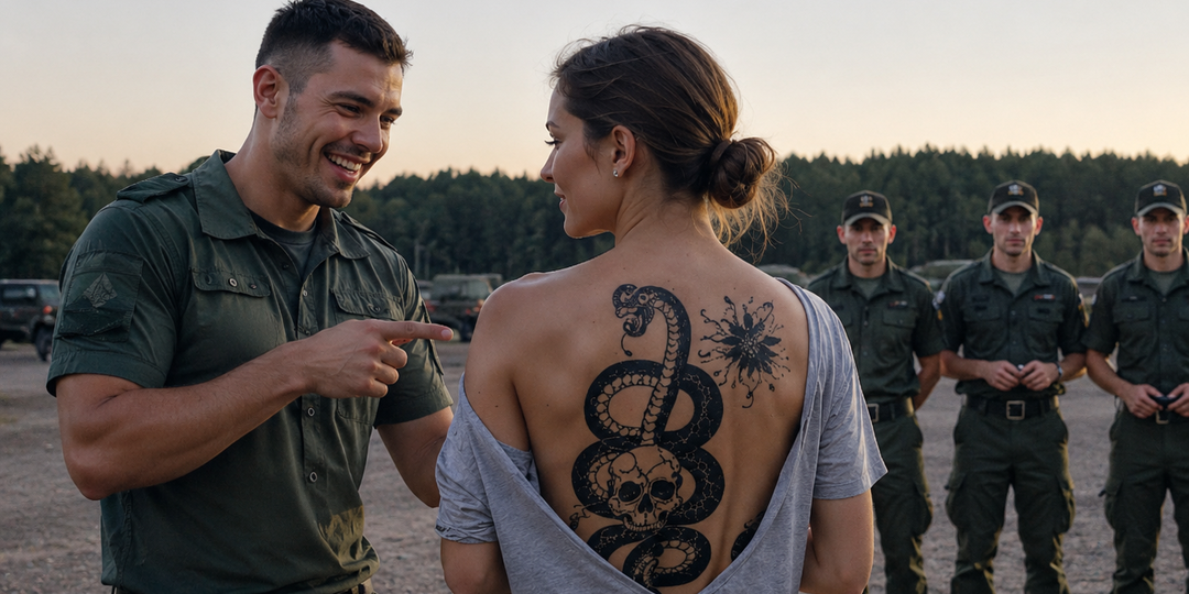 Она молча стянула одежду с плеча на плацу. То, что увидели майор и его друзья, заставило их отступить на шаг