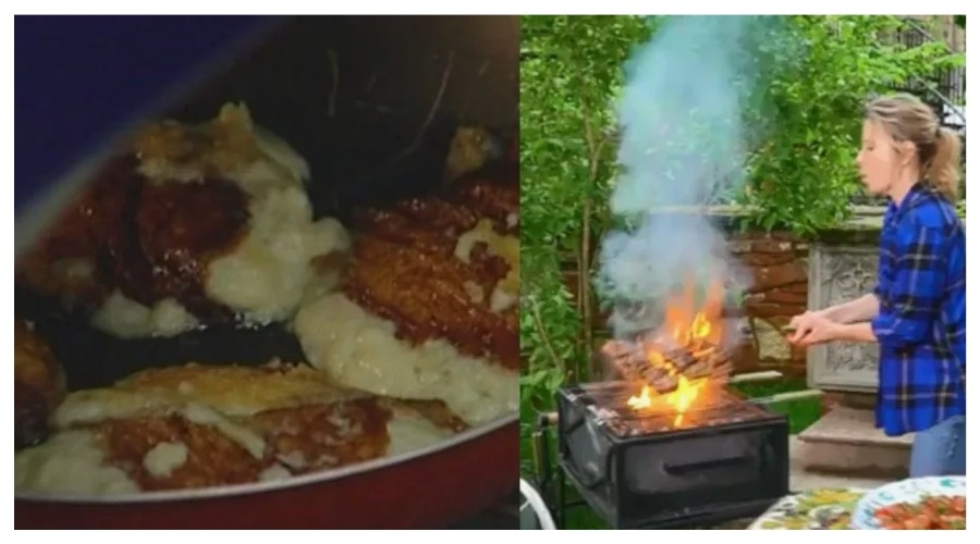 Юля готовит, шашлык горит, а сырники расплылись