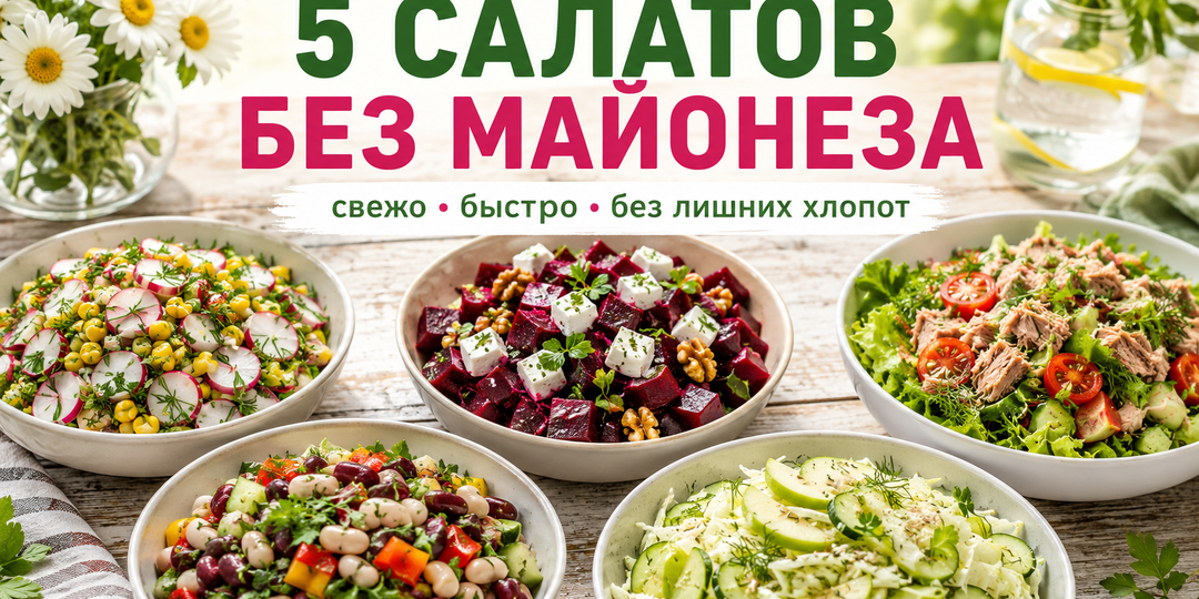 5 салатов без майонеза: свежо, быстро и без лишних хлопот
