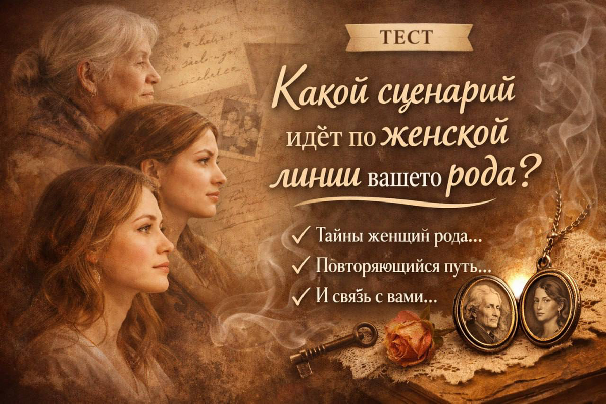  ТЕСТ
“Какой сценарий идёт по женской линии вашего рода?”