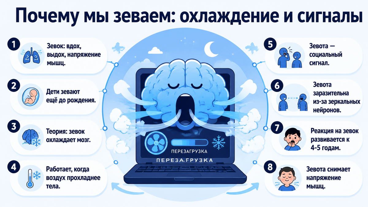 Почему мы зеваем: охлаждение и сигналы  📷
