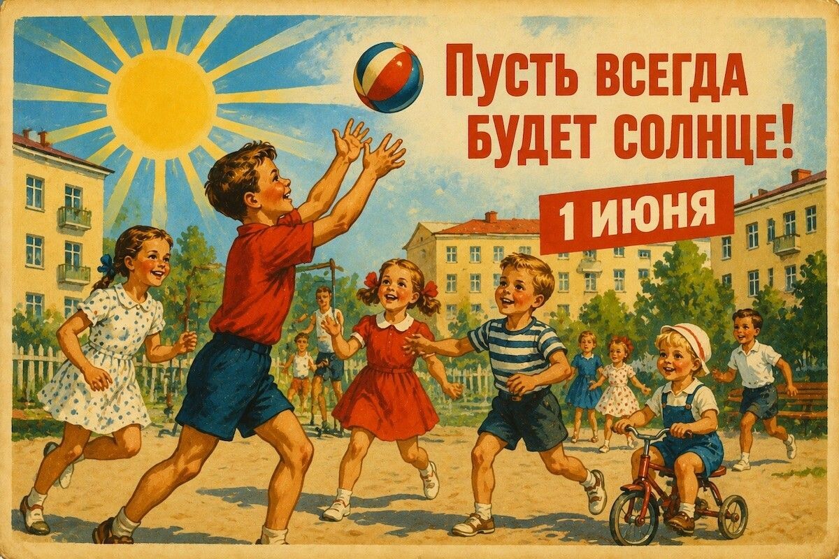 Солнце, друзья и мяч — детский рецепт идеального дня. Источник: нейросеть📷

