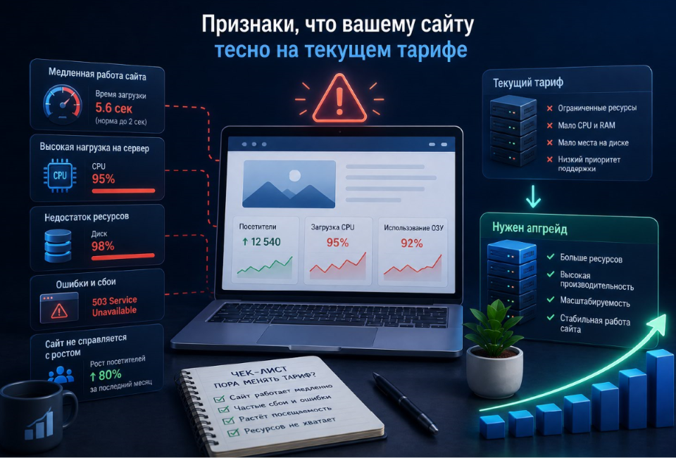 Лимит файлов и папок (Inodes): Каждому файлу, картинке или сессии пользователя на сервере соответствует один индексный дескриптор (Inode). Даже если у вас осталось много свободного места в гигабайтах, исчерпание лимита Inodes заблокирует возможность создания новых файлов, что приведет к сбоям в работе базы данных и невозможности загрузить новые медиафайлы.