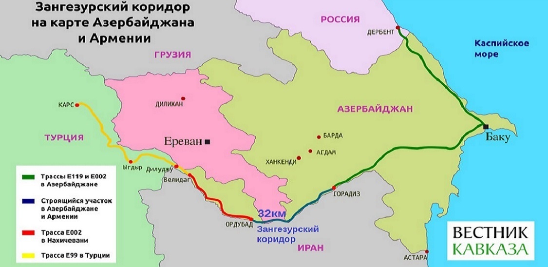 TRIPP ("маршрут Трампа").. Если США арендуют ЗАНГЕЗУРСКИЙ КОРИДОР - это станет концом господства России на Каспийском море. (Яндекс Картинки - vestikavkaza.ru)
