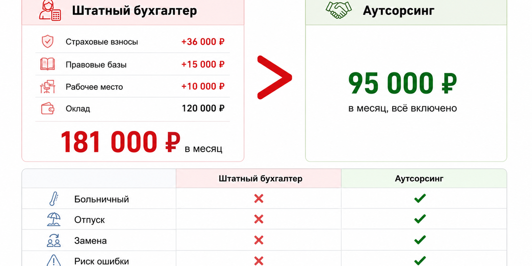 Штатный бухгалтер против аутсорсинга: реальные цифры 2026 года и скрытые риски