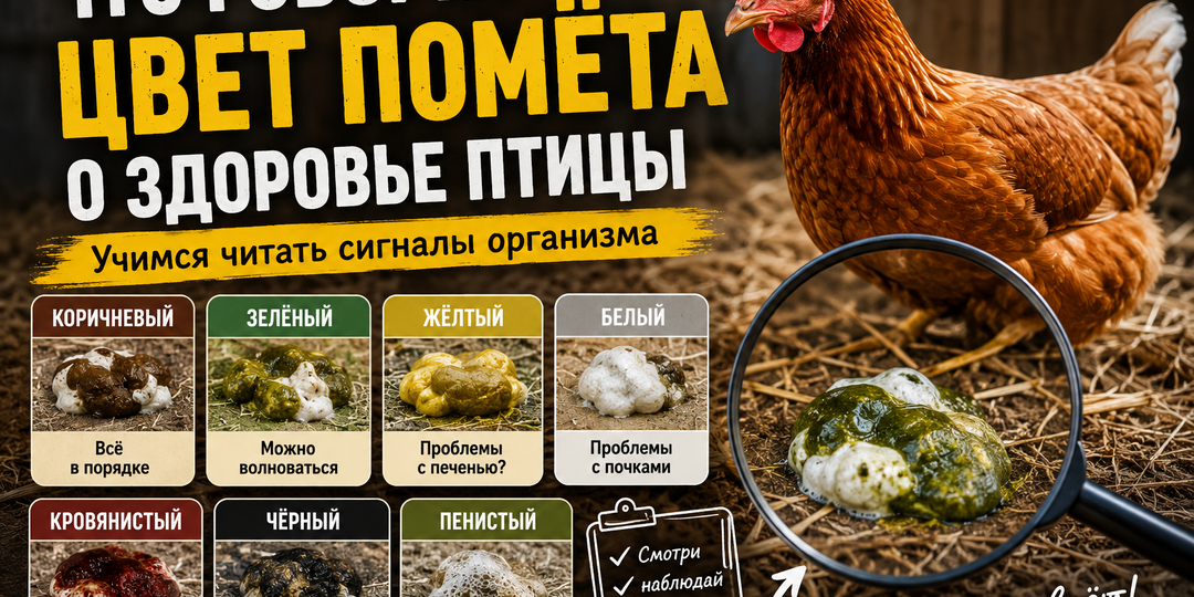 Помёт не врёт: что цвет птичьего помёта расскажет о здоровье кур, индюков и другой птицы