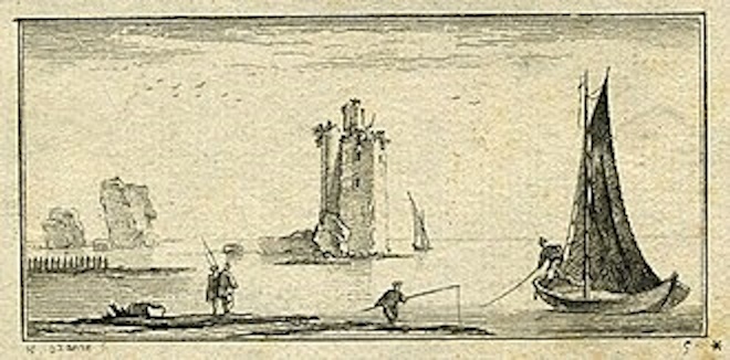 Рыбацкие лодки у Сен-Тропе, гравюра XVIII Века
