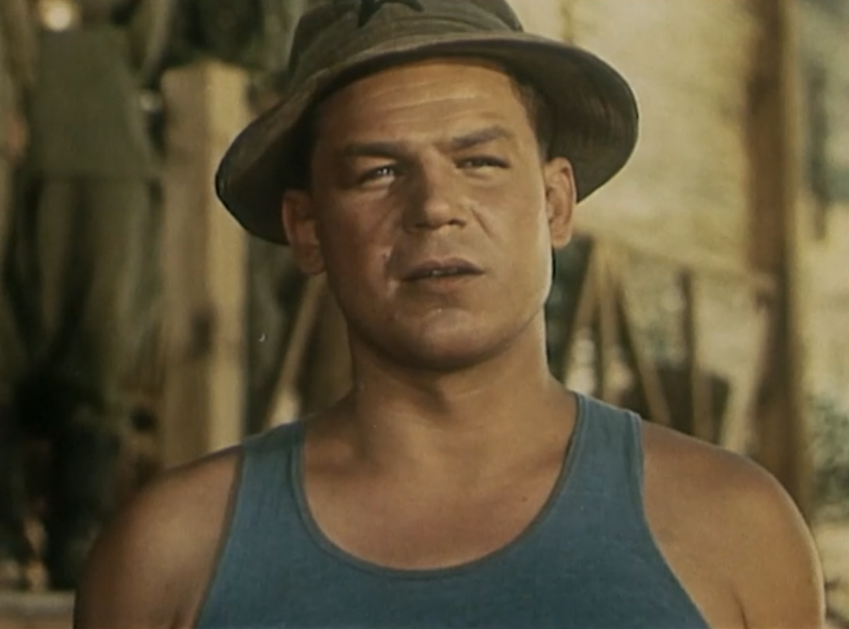 Кадр из кинофильма "Застава в горах", 1953 г., режиссер Константин Юдин, сценаристы Николай Эрдман, Михаил Вольпин, композитор Антонио Спадавеккиа (скриншот)