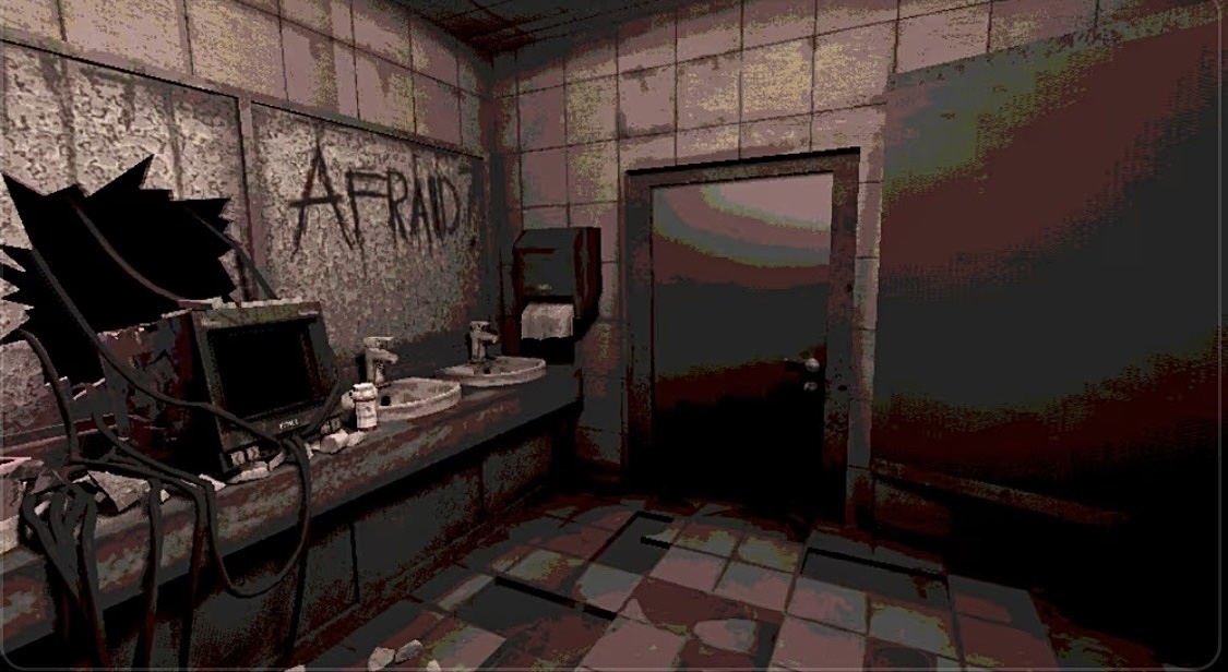 «Afraid?» (с англ. «Боишься?»). В ранних версиях игры (например, 1.0) игрок мог взаимодействовать только с дверью — пинком ноги открывал её и переходил в следующую локацию. В более поздних версиях (например, 1.1) в туалете появились таблетки — при их использовании игрок переходит в режим «Всё или ничего». После первого прохождения базовой игры (победы в трёх раундах против Дилера) в туалете появляется компьютер. Взаимодействие с компьютером связано с достижением High Rollers. Чтобы его разблокировать, необходимо после завершения базовой игры (после попадания в туалет в начале новой игры) нажать на компьютер и просмотреть страницу рекордов. После этого достижение будет разблокировано