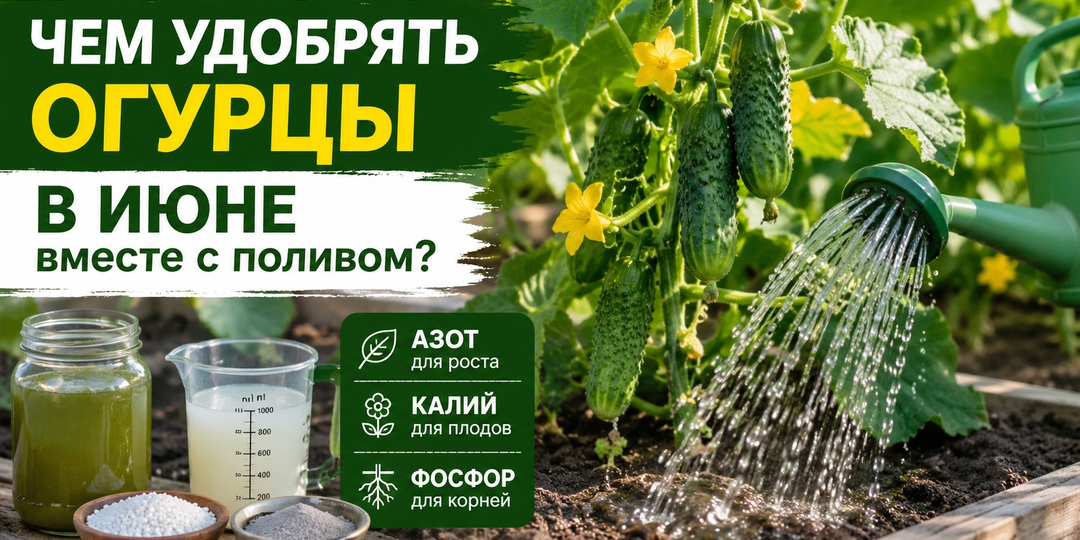 Чем удобрять огурцы в июне вместе с поливом?