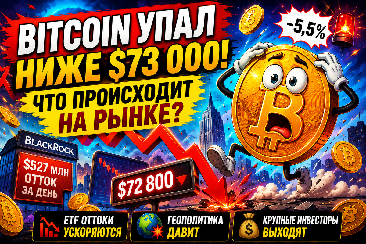 Bitcoin рухнул ниже $73 000