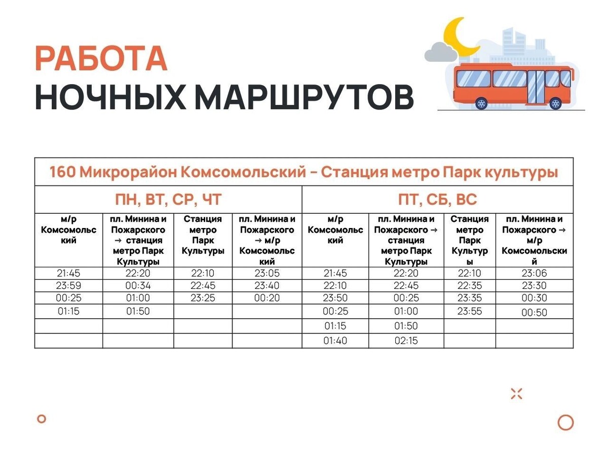    Расписание ночных маршрутов в Нижнем Новгороде   ЦРТС