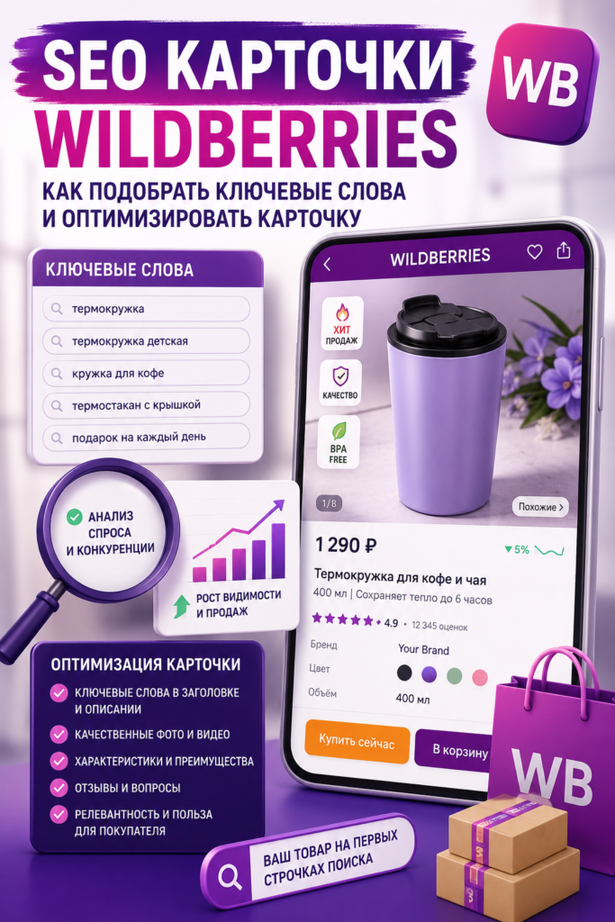    SEO карточки WB: как подобрать ключевые слова WB и оптимизировать описание WB для выхода в топ. Узнайте, какая структура карточки WB, заголовок WB и ALT WB приносят прибыль. Опыт селлера с оборотом 30 млн и личное обучение без кураторов. Кейсы: рост выручки с 15к до 125к в день. Оптимизация карточки WB — ваш системный результат в 2026 году. Рахим Танжариков