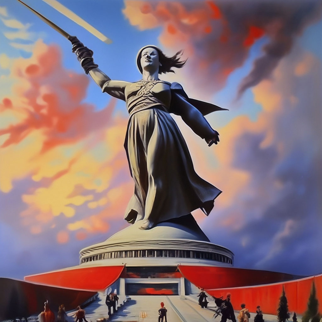 Родина-мать, эпичный и величественный монумент, картина, СССР, 1955" - картинка Шедеврум