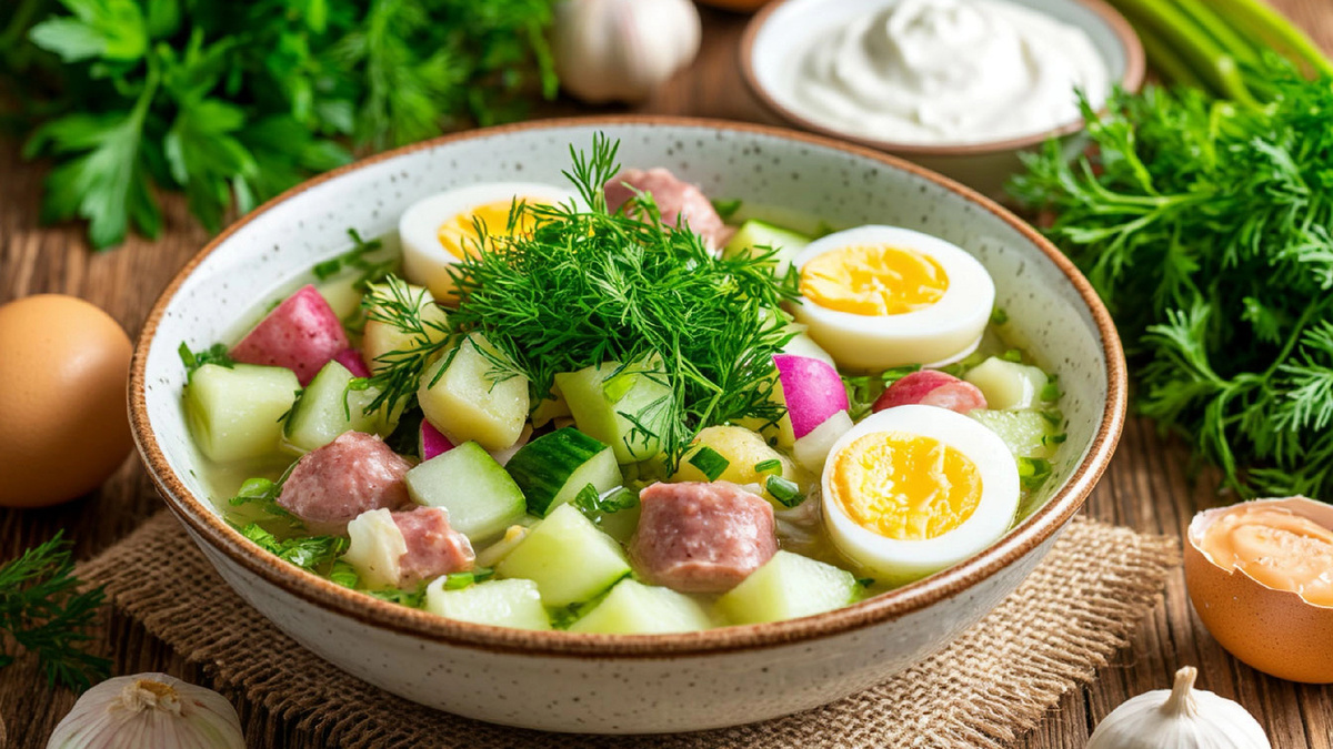 Окрошка с колбасой классический рецепт