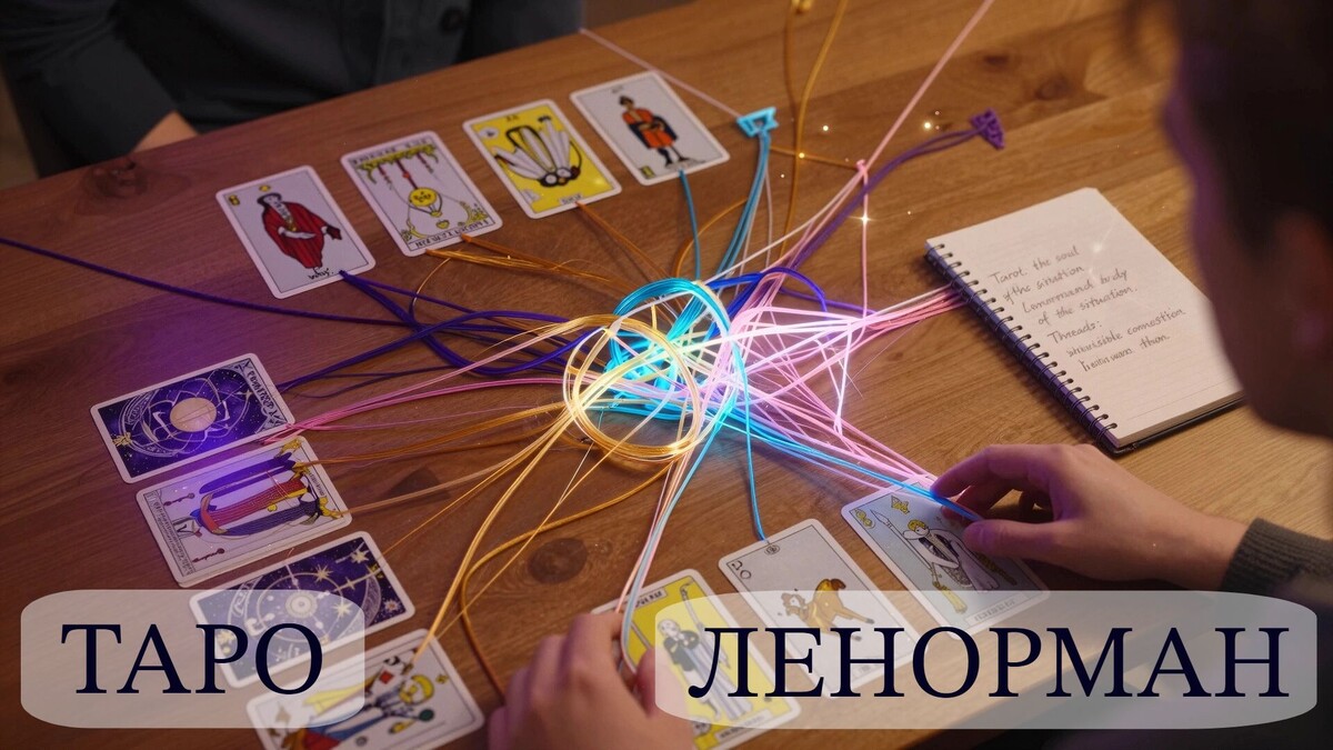 Таро даёт глубину, Ленорман — чёткость. По отдельности они сильны, а вместе превращаются в объёмный инструмент, который видит и душу, и тело ситуации. Рассказываю, как строить гибридные расклады, где каждая система делает то, что умеет лучше всего.