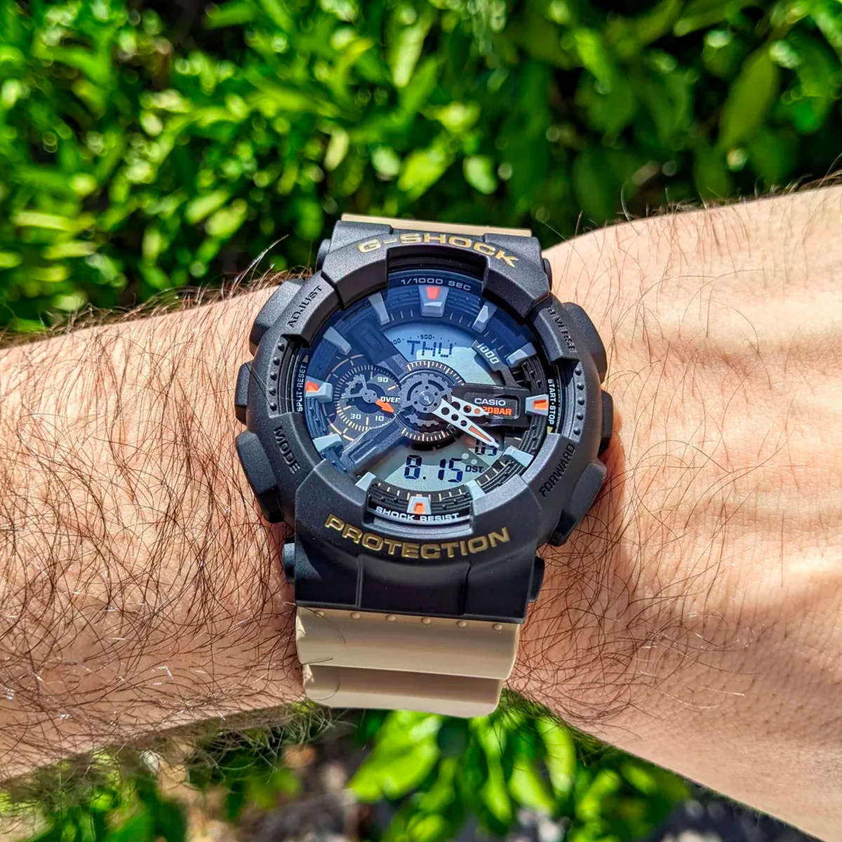Ценность секундомера в модели G-Shock GA-110 возрастает на коротких дистанциях — тогда важны даже тысячные доли секунд
