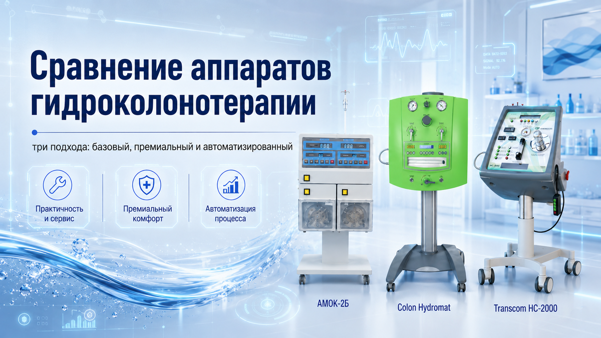 Сравнение аппаратов для гидроколонотерапии: АМОК-2Б, Colon Hydromat и Transcom