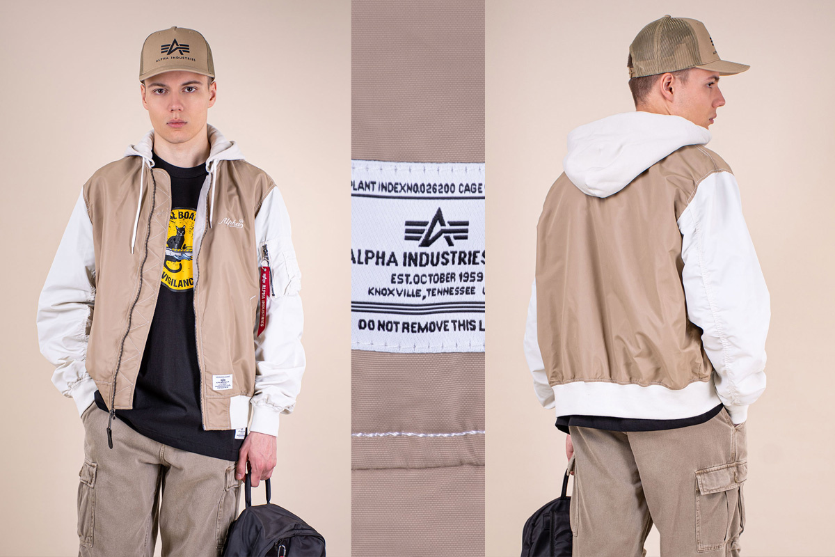 Бомбер-ветровка ALPHA INDUSTRIES L-2B RELAXED VARSITY FLIGHT JACKET SS 26 dust khaki