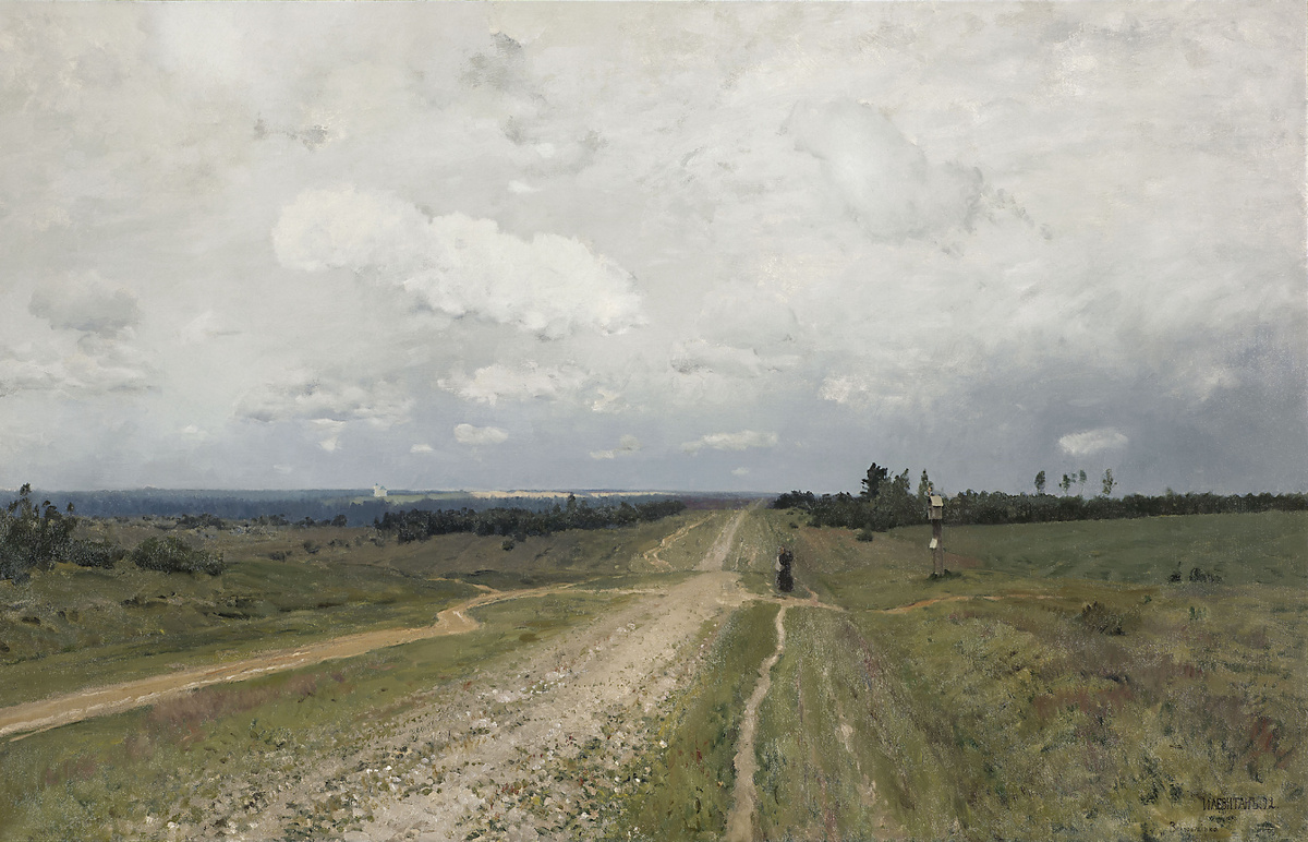 Исаак Левитан. «Владимирка». 1892. Холст, масло. 79 × 123 см. Государственная Третьяковская галерея, Москва. Wikimedia Commons.