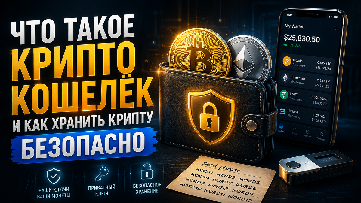На изображекнии представлены холодный и горячий криптокошельки.