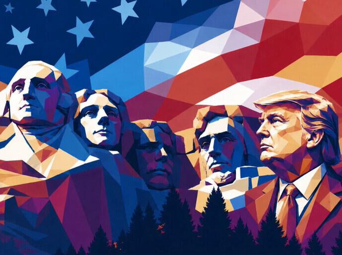    Изображение с портретом президента США Дональдом Трампом на горе Рашмор | © Фото : Аккаунт президента США Дональда Трампа в Trth Social