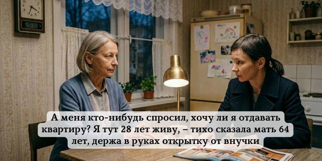 А меня кто-нибудь спросил, хочу ли я отдавать квартиру? Я тут 28 лет живу, – тихо сказала мать 64 лет, держа в руках открытку от внучки