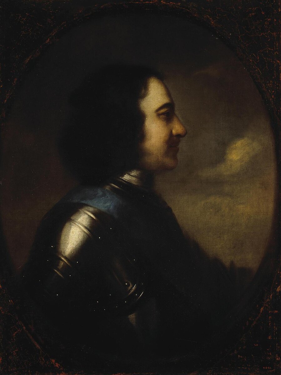 Художник И. Г. Таннауэр. Профильный портрет Петра I, 1714 г.