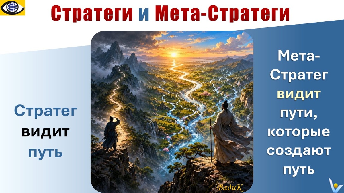 Чем отличается мета-стратег от стратега: стратег видит путь, а мета-стратег видит пути, создающие путь
