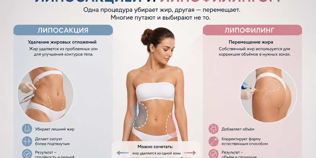 Липосакция и липофилинг: почему многие путают эти процедуры